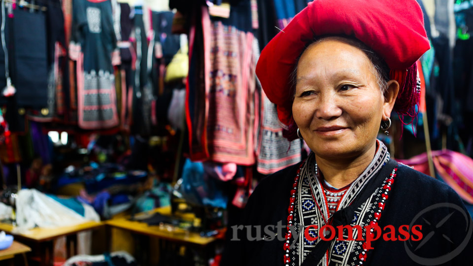 Ethnic Dzao seller upstairs in Sapa market. Ethnic Dzao seller upstairs in Sapa market.